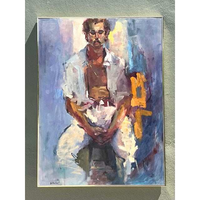 Vintage Original Oil Portrait of Man With Mustache For Sale - Image 10 of 12