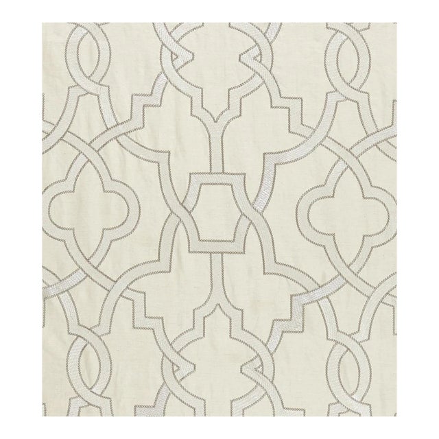 The House of Scalamandré Damascus Embroidery Fabric, Alabaster For Sale