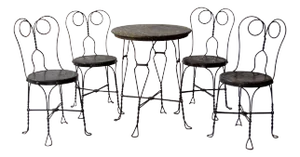Antique Ice Cream Parlor Table and Chairs Set of 5