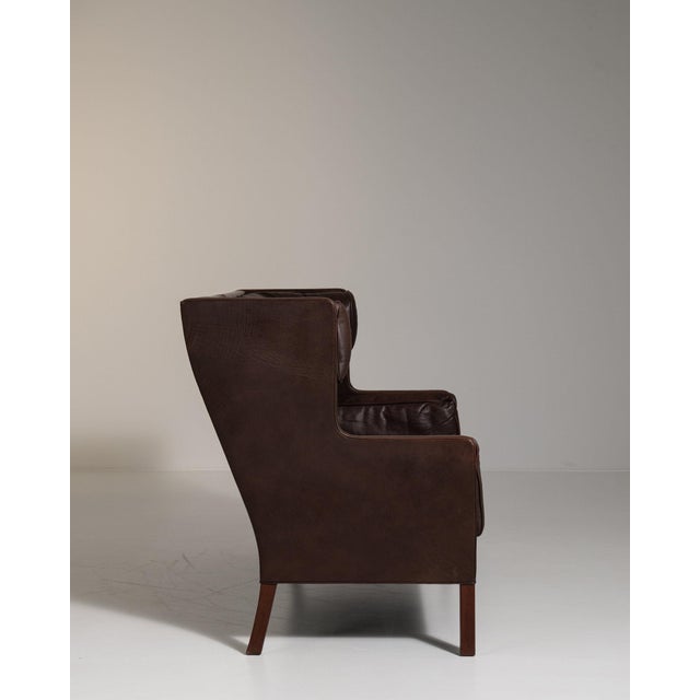 Chocolate 1970-1979 Denmark Deep Espresso Brown Two-Seat Leather Sofa For Sale - Image 8 of 11