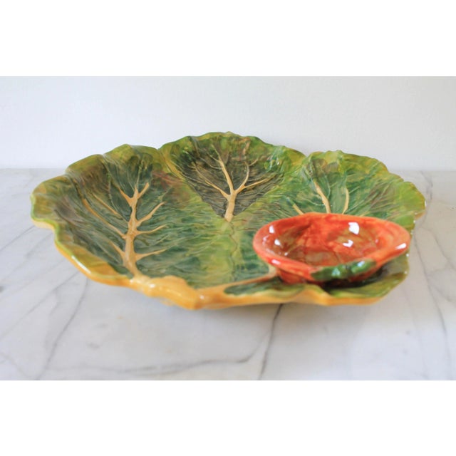 Ceramic Vintage Italian Majolica Fall Serving Platter For Sale - Image 7 of 9