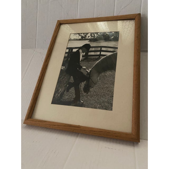 Black Vintage Mid-Century Equestrian Art: Framed Portrait Attributed to Carol Hofmann Thompson, u.s. Equestrian Team For Sale - Image 8 of 10