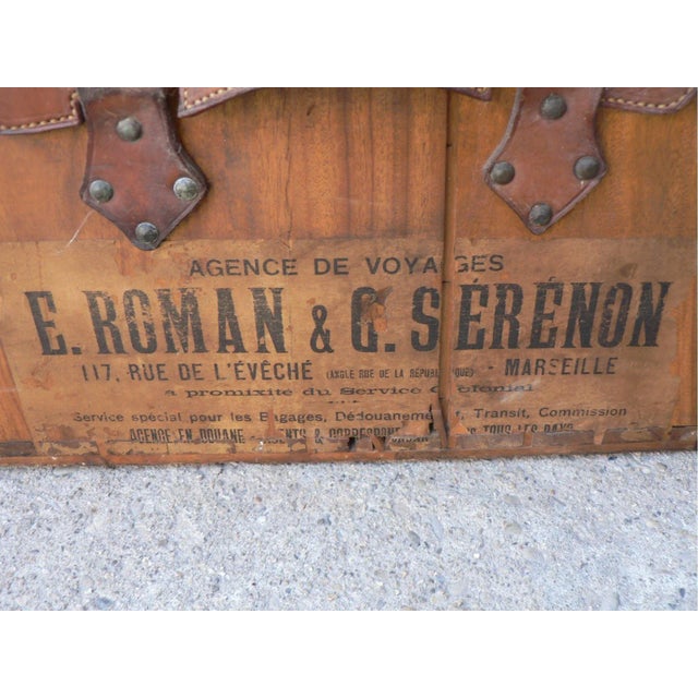 Antique Wooden Travel Trunk For Sale - Image 10 of 14