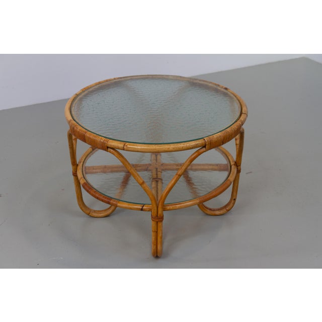 Mid-Century Modern Danish Bamboo, Rattan and Glass Table by Tove Kindt-Larsen for R. Wengler, 1940s For Sale - Image 3 of 18
