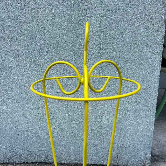 Mid 20th Century Vintage Citron Yellow Metal Umbrella Stand For Sale - Image 5 of 6