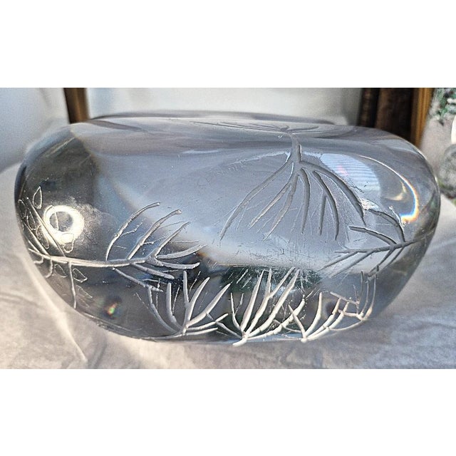 Mid-Century Modern Monumental Czech Studio Crystal Sculpture With Wheel-Engraved Botanical Decoration For Sale - Image 3 of 8