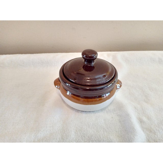 Mid-Century Modern Vintage Stoneware Brown Glaze 4 1/2" Bean Pot For Sale - Image 3 of 7