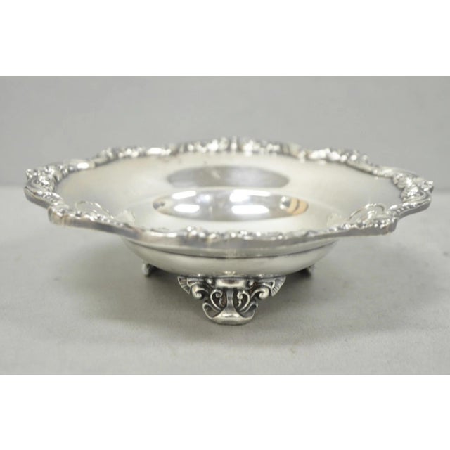 Poole Silver Co. Vintage Poole "Old English" 5005 Silver Plated Small Footed Nut Dish Bowl For Sale - Image 4 of 11