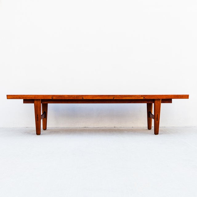 Wood Large 1960s Danish Modern Studio Crafted Teak Coffee Table With Hidden Drink Trays For Sale - Image 7 of 16