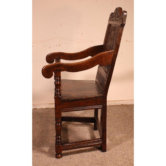 Early 17th Century Charles I Joined Oak Armchair For Sale - Image 13 of 15