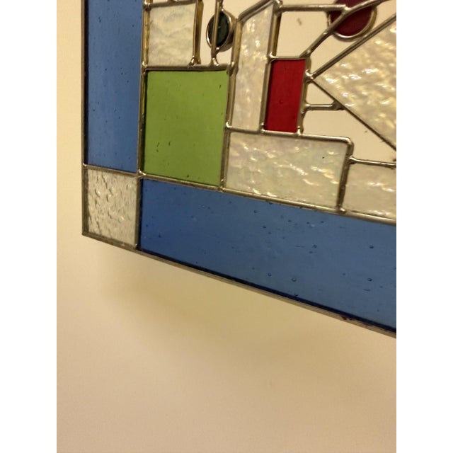 Frank Lloyd Wright Inspired Geometric Art Glass Suncatcher Panel For Sale In Boston - Image 6 of 14