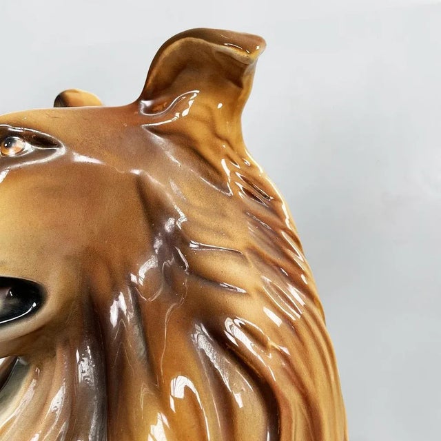 Brown Italian Modern Ceramic Sculpture of Sitting Collie Dog, 1970s For Sale - Image 8 of 16