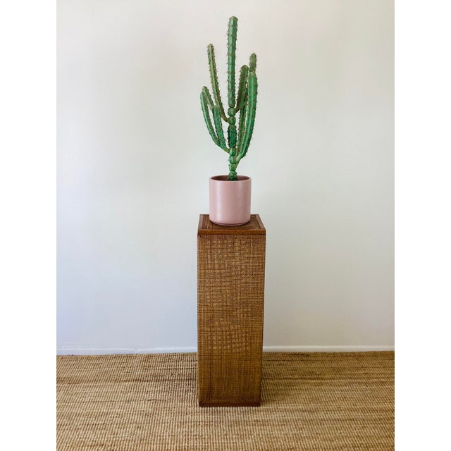 Vintage 1970s Woven Rattan / Reed Tall Art Pedestal For Sale In Palm Springs - Image 6 of 12
