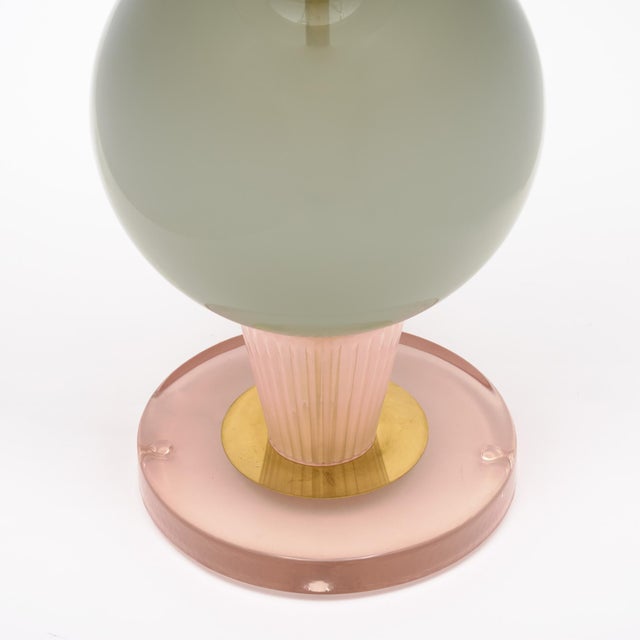 Modernist Pink and Gray Venetian Glass Lamps, Murano, Italy - a Pair For Sale - Image 4 of 9