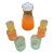 Vintage 1960s Satin by Libby Multicolor 7 Piece Glass Juice Set For Sale