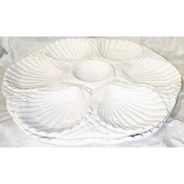 Traditional 1970s Portuguese Majolica Oyster Plates by Olfaire For Sale - Image 3 of 4