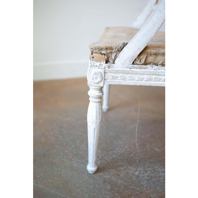 Swedish Gustavian Style Painted Tub Chair with Carved Campanula Friezes For Sale In Atlanta - Image 6 of 8
