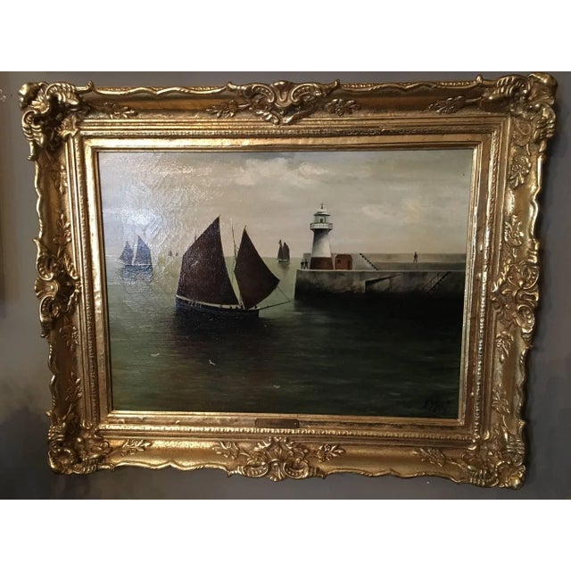 F. wood painting, signed and dated 1907. The dimensions below are with a frame. The dimensions without the frame are:...