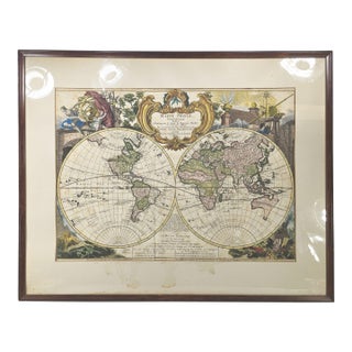 Antique 1744 Large French Map of the World "Mappe Monde Nouvelle" by George Louis Le Rouge For Sale