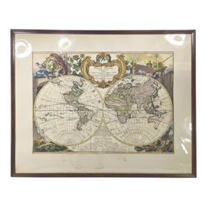 Antique 1744 Large French Map of the World "Mappe Monde Nouvelle" by George Louis Le Rouge