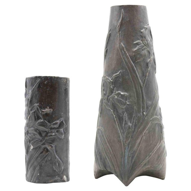 Art Nouveau Pewter Vases, Italy, Early 20th Century, Set of 2 For Sale - Image 10 of 10