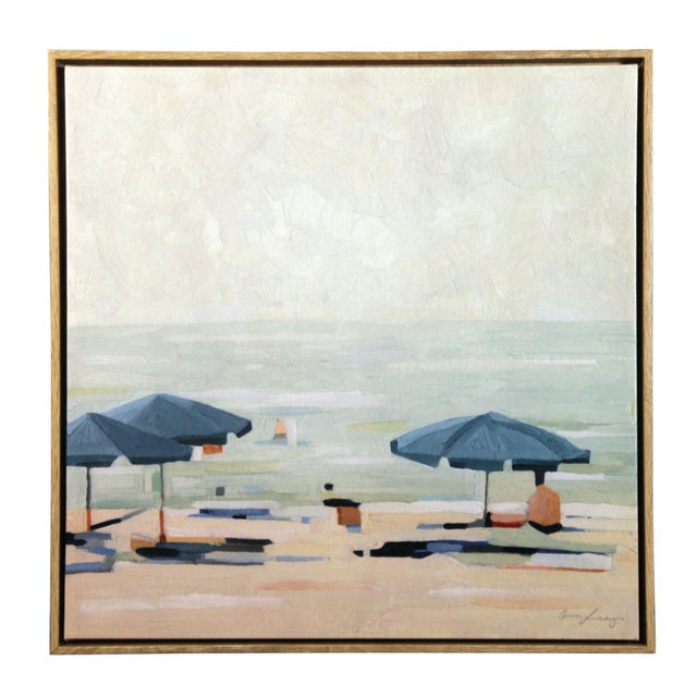 Add a breezy coastal touch to any room with this matched pair of framed canvas prints depicting abstract beach scenes with...
