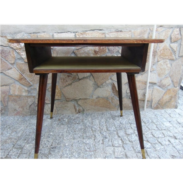 Mid-Century Industrial German Beech Side Table For Sale - Image 4 of 8