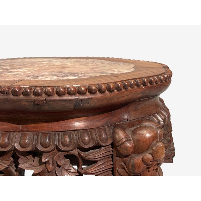 Brown Chinese Export, Low Occasional Tables, Hardwood, Marble, China, 19th C. For Sale - Image 8 of 11