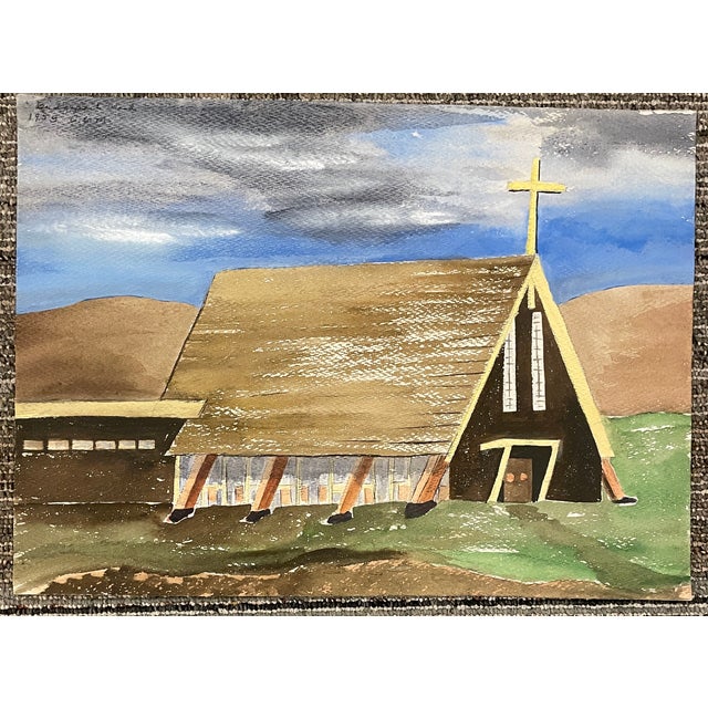 Mid-Century Modern 1953 Bridgeport Washington Painting by Matthews For Sale - Image 3 of 3