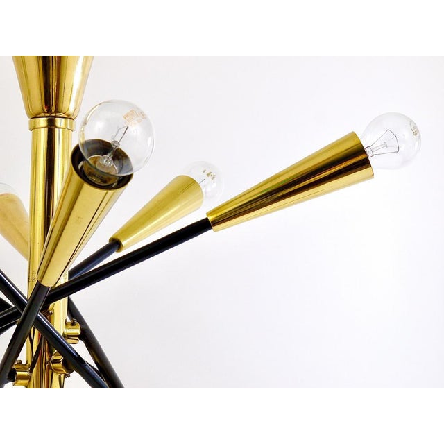1950s Large Articulating Black and Brass Sputnik Chandelier in the style of Stilnovo, 1950s For Sale - Image 5 of 18