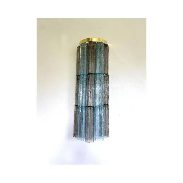 Grey and Light-Blue Murano Glass Tronchi Sconces by Simoeng, Set of 2 For Sale - Image 4 of 11