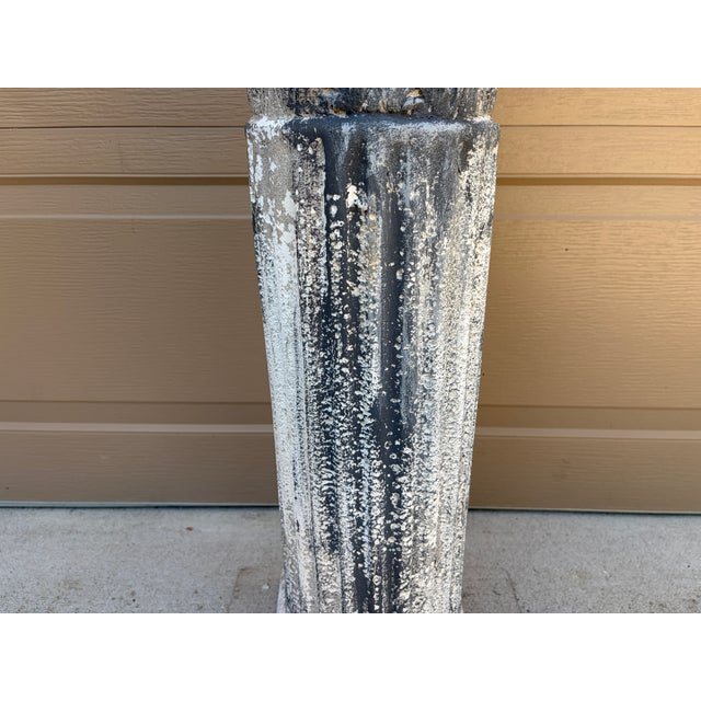 Weathered Neoclassical Cast-Concrete Corinthian Garden Pedestal For Sale - Image 14 of 16