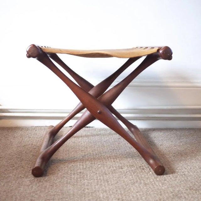 Brown Model 41 Teak Folding Stool by Poul Hundevad Guldhoj, 1950s For Sale - Image 8 of 13
