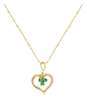 Heart Shaped Emerald Necklace 14k Yellow Gold