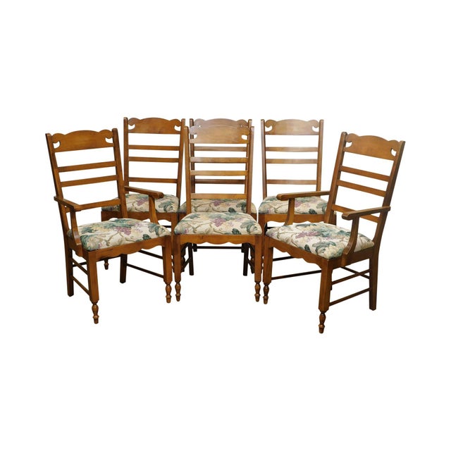 Pennsylvania House Solid Maple Set 6 Country Ladder Back Dining Chairs