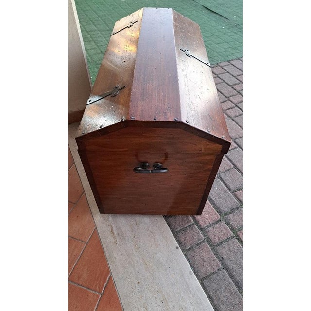 Vintage Trunk in Poplar Wood, 1940s For Sale - Image 3 of 9