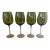 Late 20th Century Mid-Century Modern Style Lustrous Olive Green & Clear Glass Stemmed Wine Goblets - Set of 4 For Sale