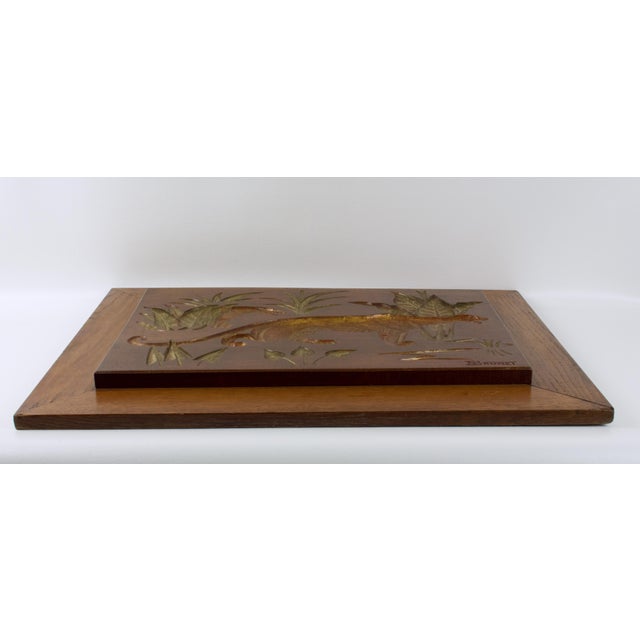 Art Deco Engraved Wood Panel of Panthers, by N.R. Brunet, circa 1930 For Sale - Image 9 of 16