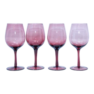 Crystal Stemware Wine Glasses Amethyst Color 1980's Barware