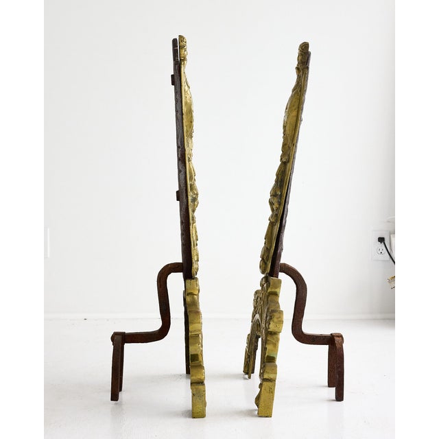 Metal Early 19th Century French Baroque Bronze Figural Andirons For Sale - Image 7 of 14