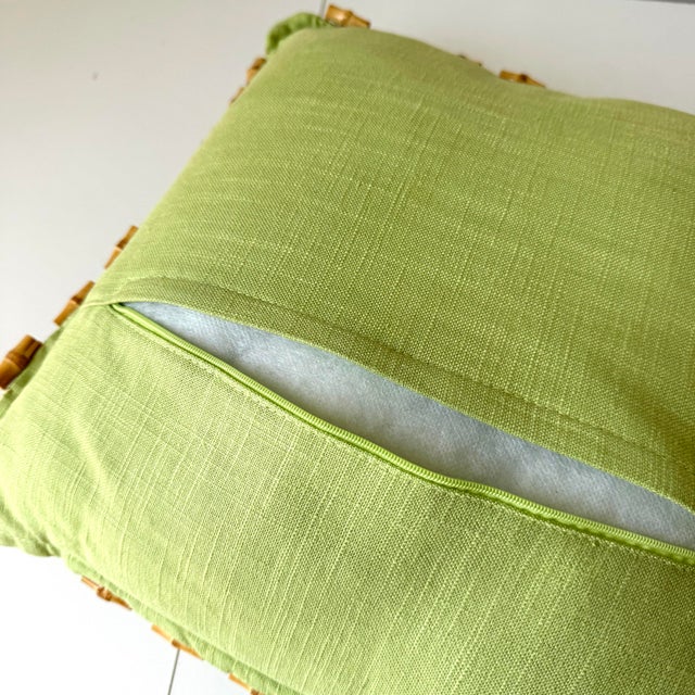 Palm Tree Grasscloth and Bamboo Fringe Throw Pillows – A Pair For Sale In Charleston - Image 6 of 6