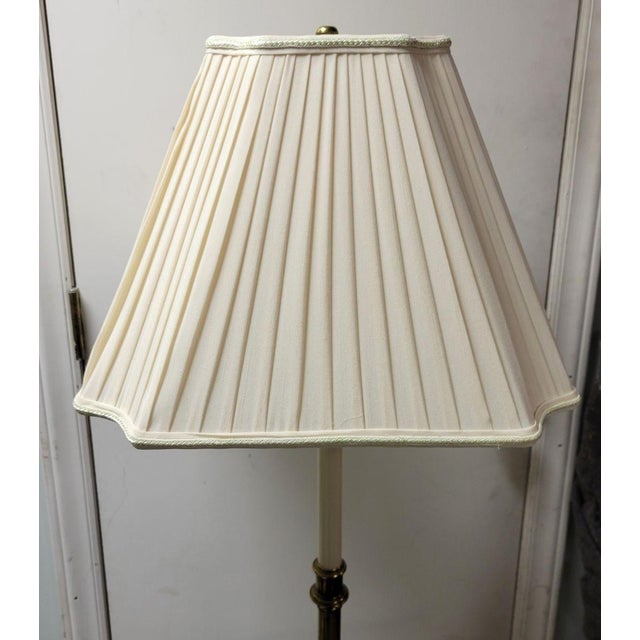 Stiffel Vintage Stiffel Brass Floor Lamp With Beveled Glass Table & Brass Gallery, 1970s For Sale - Image 4 of 6