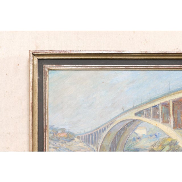 Swedish Painting of Bridge Over Water, 1950 For Sale - Image 12 of 12