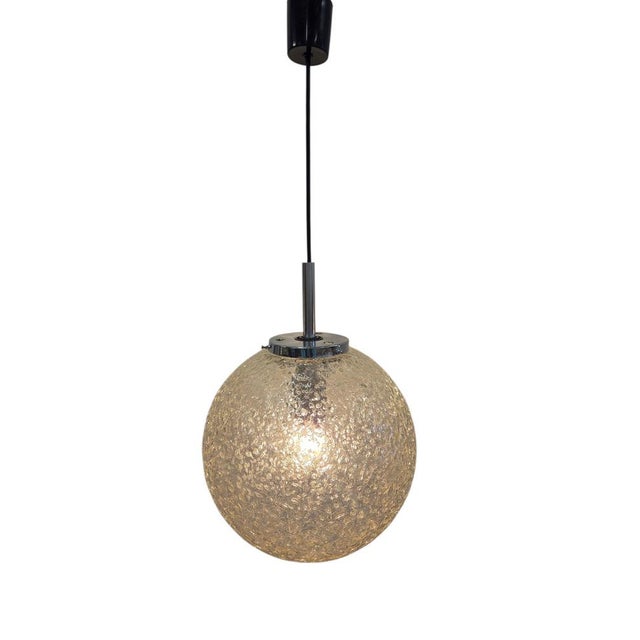 1960s Ice Glass Pendant Lamp from Hoffmeister Leuchten, 1960s For Sale - Image 5 of 14
