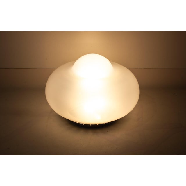 Silver Opaline Murano Glass Mushroom Table Lamp, Italy, 1970s For Sale - Image 8 of 8