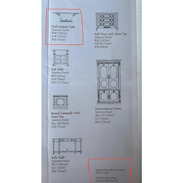 Drexel Heritage Talavera Oval Cocktail/Coffee Table – Glass Top For Sale - Image 15 of 15