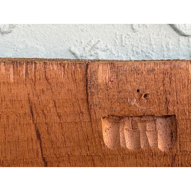 Brown 1987 Chilean Hand-Carved & Painted Folk Art Religious Wall Panel Signed F. Andrade For Sale - Image 8 of 11