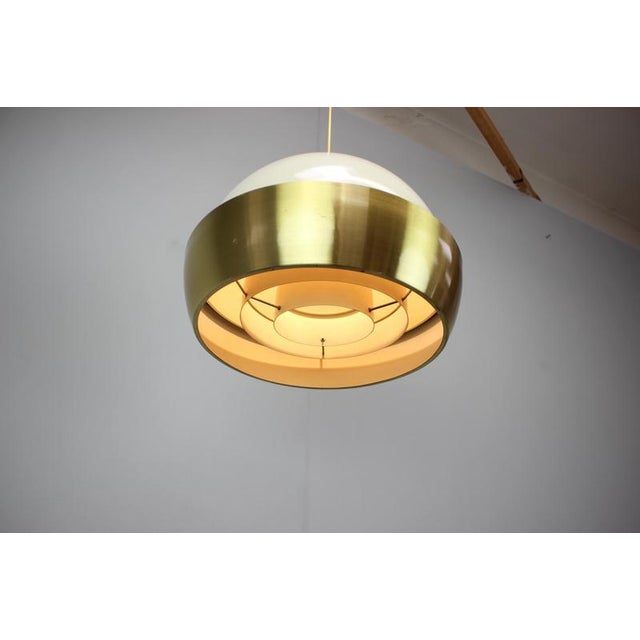 Mid-Century Modern European Space Age Brass and Metal Pendant Lamp, 1970s For Sale - Image 10 of 13