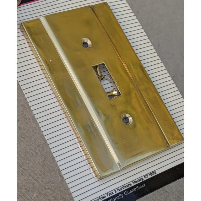 Vintage Art Deco Style Solid Brass Light Switch Cover For Sale - Image 4 of 6