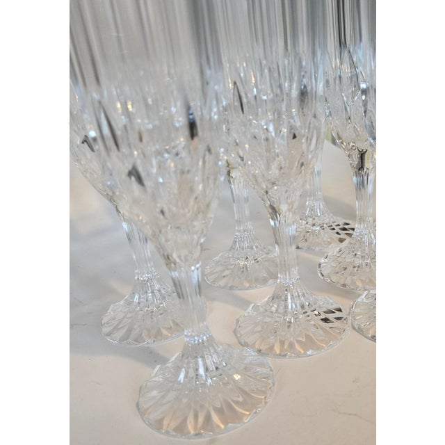 Vintage French Crystal Champagne Flutes- Set of Eight For Sale - Image 10 of 15